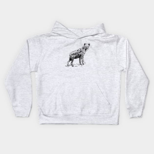 Hyena Ink Drawing Kids Hoodie by Fireside Press